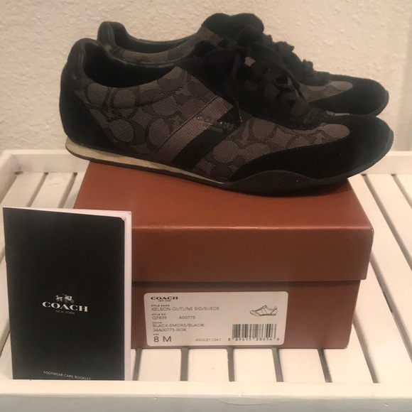 Coach brand size 8M Kelson Outline Sig/Suede black shoes - Picture 1 of 7